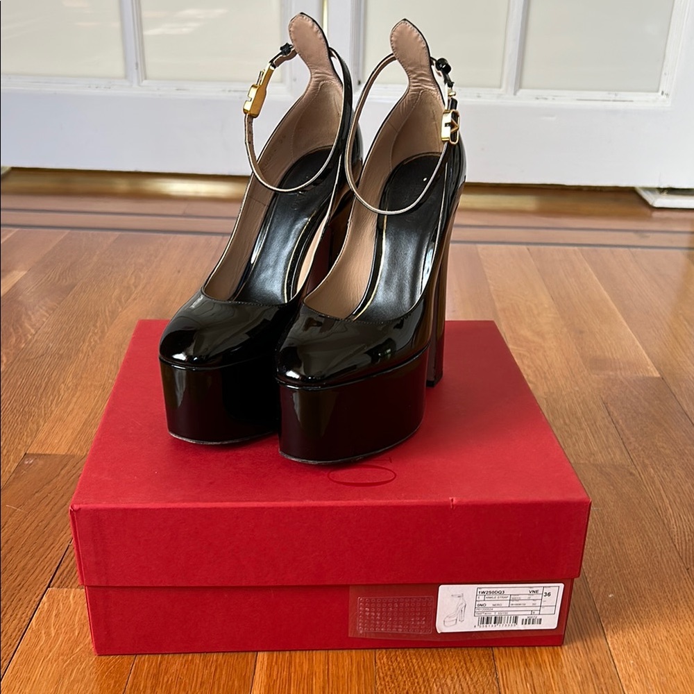 Valentino Black Patent Leather Platform Heels